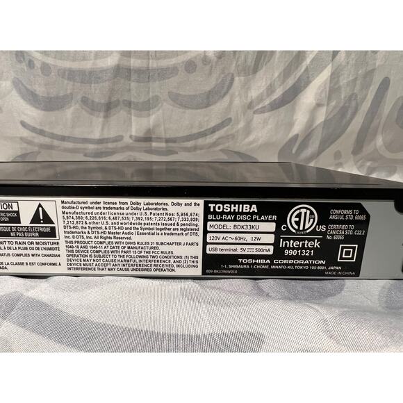 Toshiba Blu-Ray Disc Player BDK33KU Wi-Fi Certified USB Connection No Remote - Picture 10 of 11
